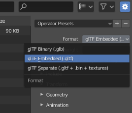Select glTF embedded